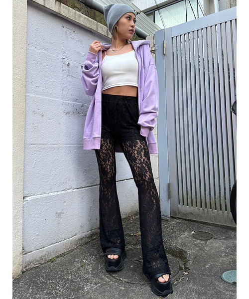 EGOIST（エゴイスト）の「ストレッチレーススリムフレアパンツ（その他パンツ・レディース・ブラック・FREE）」の8枚目の写真