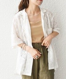 SHIPS any | SHIPS any: ボタニカル レース シアー オープンカラー メッシュ シャツ◇(シャツ/ブラウス)