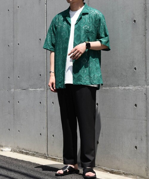 SHIPS any（シップス エニィ）の「SHIPS any: ボタニカル レース シアー オープンカラー メッシュ シャツ◇（シャツ/ブラウス・メンズ・ホワイト/グリーン/ブラック・SMALL/LARGE/MEDIUM）」の15枚目の写真