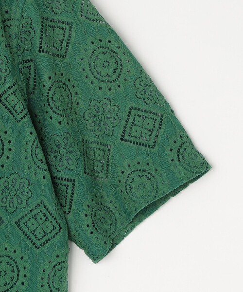 SHIPS any（シップス エニィ）の「SHIPS any: ボタニカル レース シアー オープンカラー メッシュ シャツ◇（シャツ/ブラウス・メンズ・ホワイト/グリーン/ブラック・SMALL/LARGE/MEDIUM）」の10枚目の写真