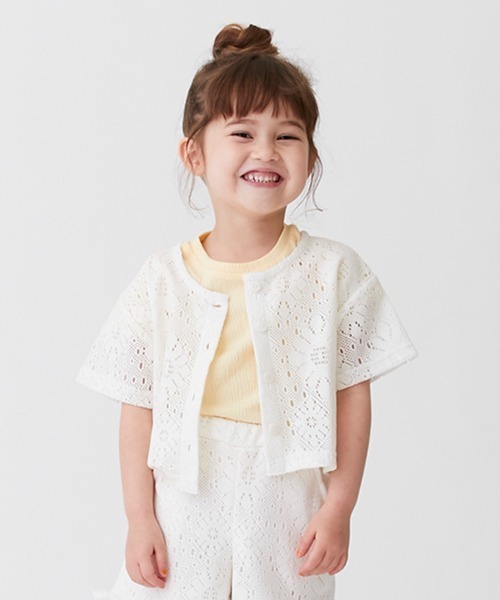 petit main（プティマイン）の「【リンク】レースカーディガン★（シャツ/ブラウス・キッズ・ブラック/オフホワイト・M/S/L）」の2枚目の写真