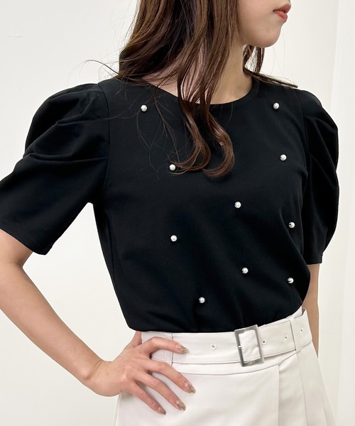 INGNI(イング)の「パール付きパワショルTシャツ(Tシャツ/カットソー・レディース・ミント/オフホワイト/ブラック・M)」の17枚目の写真