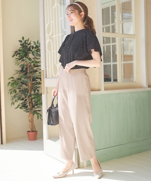 alotta(アロッタ)の「バックレースアップストレートパンツ(その他パンツ・レディース・ラベンダー/ライトベージュ/ブラック・M/L/LL/3L)」の4枚目の写真