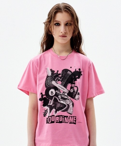 runningHIGH(ランニングハイ)の「【RUNNING HIGH 】RUIN ME ハーフスリーブ Tシャツ / RUIN ME H/S TEE(Tシャツ/カットソー・レディース・ピンク/ホワイト/ブラック・LARGE/MEDIUM)」の1枚目の写真