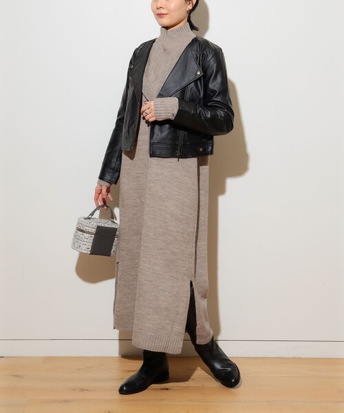 BEAMS HEART(ビームスハート)の「BEAMS HEART / ノーカラー フェイクレザー ブルゾン(ライダースジャケット・レディース・ブラック・SMALL/MEDIUM)」の10枚目の写真