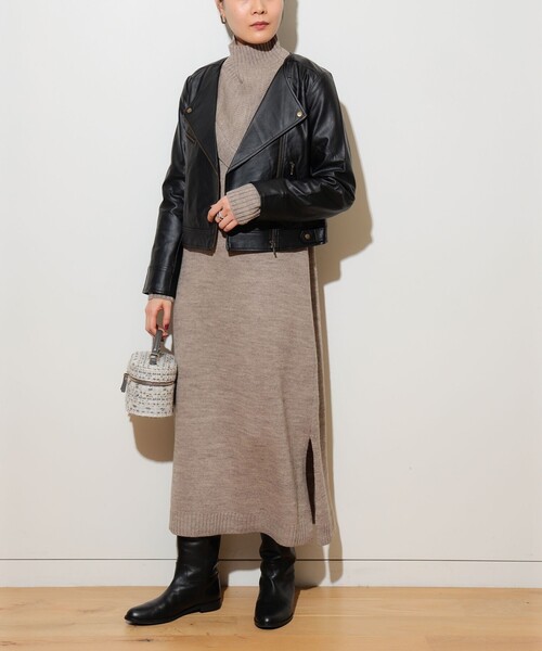 BEAMS HEART(ビームスハート)の「BEAMS HEART / ノーカラー フェイクレザー ブルゾン(ライダースジャケット・レディース・ブラック・SMALL/MEDIUM)」の11枚目の写真