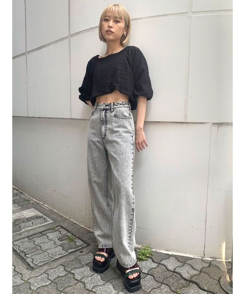 MURUA（ムルーア）の「バルーンショートトップス（シャツ/ブラウス・レディース・ホワイト/ブラック・FREE）」の6枚目の写真