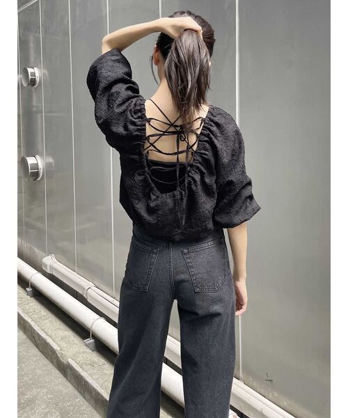 MURUA（ムルーア）の「バルーンショートトップス（シャツ/ブラウス・レディース・ホワイト/ブラック・FREE）」の12枚目の写真