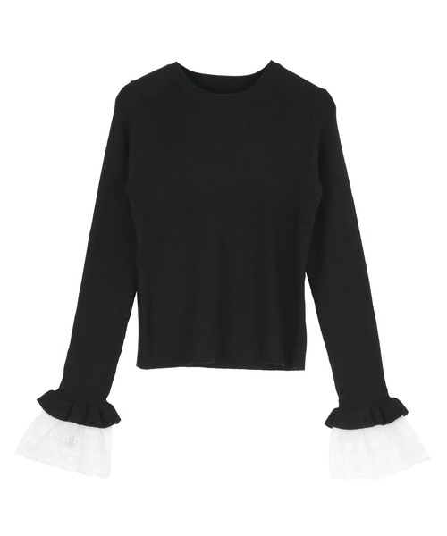 titivate(ティティベイト)の「クルーネック袖口レース2wayリブニット(ニット/セーター・レディース・アイボリー/ネイビー/ブラック・S/M)」の21枚目の写真