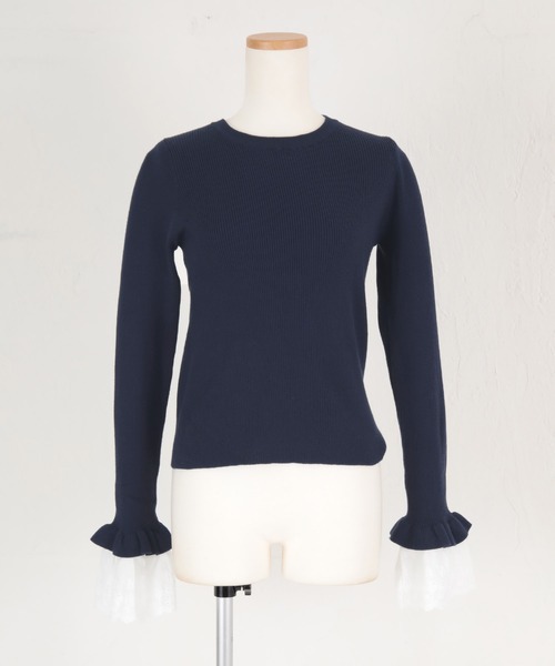 titivate(ティティベイト)の「クルーネック袖口レース2wayリブニット(ニット/セーター・レディース・アイボリー/ネイビー/ブラック・S/M)」の16枚目の写真