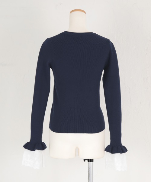 titivate(ティティベイト)の「クルーネック袖口レース2wayリブニット(ニット/セーター・レディース・アイボリー/ネイビー/ブラック・S/M)」の10枚目の写真