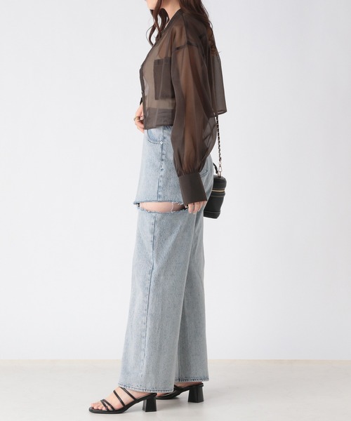 Heather(ヘザー)の「シアーノーカラーシャツ 969877(シャツ/ブラウス・レディース・ブラック/オフホワイト/ブラウン・FREE)」の22枚目の写真