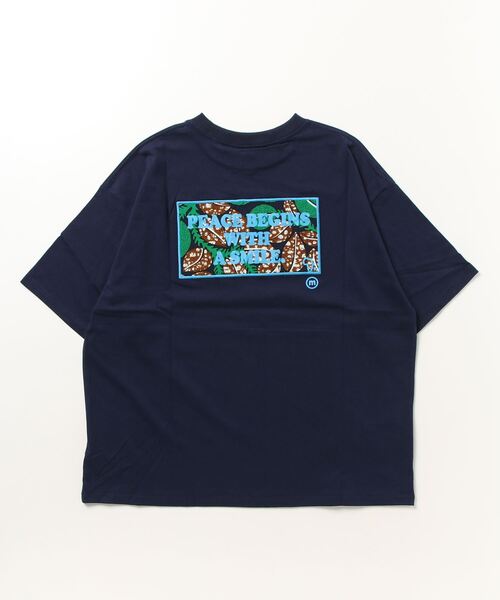 tシャツ 「moyan ecri」メッセージプリントTシャツmessage　illustration Tshirt レディース メンズ moyan ecri>messageワンポイント＆バックプリント パッチ刺繍T