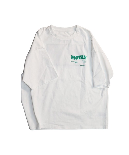 tシャツ 「moyan ecri」messageワンポイント＆バックプリント パッチ刺繍Tシャツ「アフリカンファブリック」(ユニセックス) レディース moyan ecri>messageワンポイント＆バックプリント パッチ刺繍T