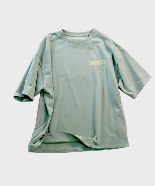 tシャツ 「moyan ecri」メッセージプリントTシャツmessage　illustration Tshirt レディース メンズ moyan ecri>messageワンポイント＆バックプリント パッチ刺繍T
