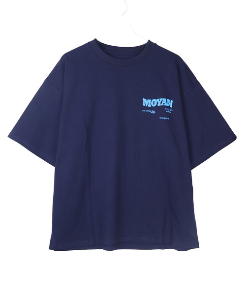 tシャツ 「moyan ecri」messageワンポイント＆バックプリント パッチ刺繍Tシャツ「アフリカンファブリック」(ユニセックス) レディース moyan ecri>messageワンポイント＆バックプリント パッチ刺繍T