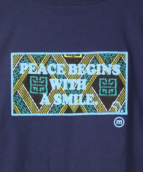 tシャツ 「moyan ecri」メッセージプリントTシャツmessage　illustration Tshirt レディース メンズ moyan ecri>messageワンポイント＆バックプリント パッチ刺繍T