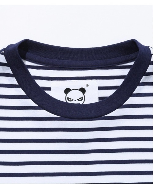HIPANDA(ハイパンダ)の「HIPANDA ハイパンダ メンズ ストライプ Tシャツ(Tシャツ/カットソー・メンズ・ブルー・SMALL/XX-LARGE/MEDIUM/X-LARGE/LARGE)」の2枚目の写真