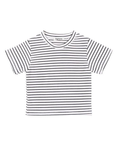 Figments（フィグメンツ）の「ボーダークロップドトップス（Tシャツ/カットソー・レディース・ブラック/ホワイト・FREE）」の13枚目の写真