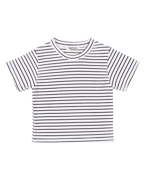 Figments（フィグメンツ）の「ボーダークロップドトップス（Tシャツ/カットソー・レディース・ブラック/ホワイト・FREE）」の6枚目の写真