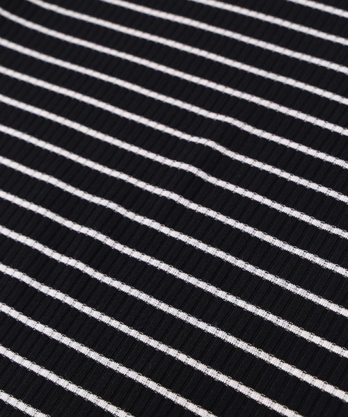 Figments（フィグメンツ）の「ボーダークロップドトップス（Tシャツ/カットソー・レディース・ブラック/ホワイト・FREE）」の9枚目の写真