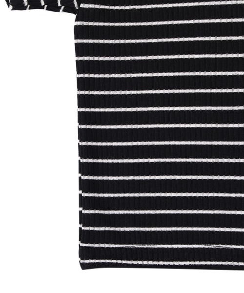 Figments（フィグメンツ）の「ボーダークロップドトップス（Tシャツ/カットソー・レディース・ブラック/ホワイト・FREE）」の10枚目の写真