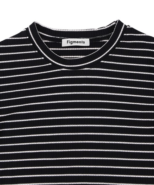 Figments（フィグメンツ）の「ボーダークロップドトップス（Tシャツ/カットソー・レディース・ブラック/ホワイト・FREE）」の12枚目の写真