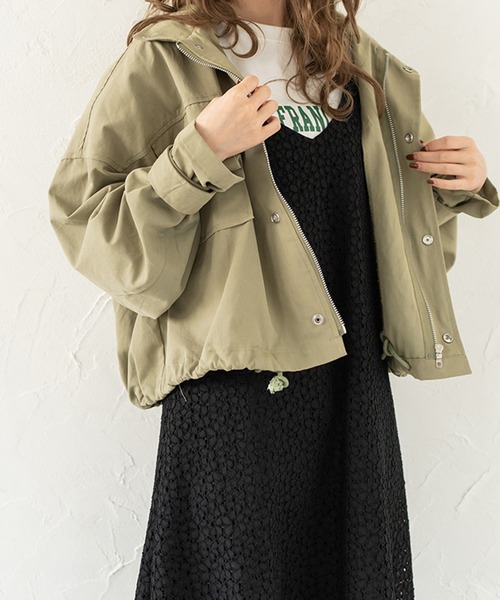 chocomee（チョコミー）の「アースカラーブルゾン/earth color blouson（ブルゾン・レディース・カーキ/アイボリー・FREE）」の2枚目の写真
