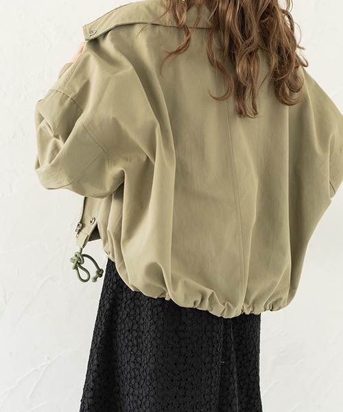 chocomee（チョコミー）の「アースカラーブルゾン/earth color blouson（ブルゾン・レディース・カーキ/アイボリー・FREE）」の4枚目の写真