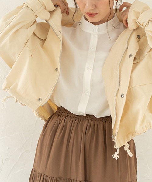 chocomee（チョコミー）の「アースカラーブルゾン/earth color blouson（ブルゾン・レディース・カーキ/アイボリー・FREE）」の7枚目の写真