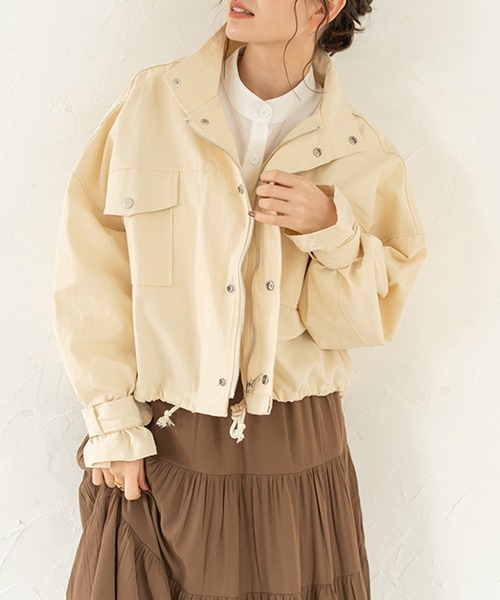 chocomee（チョコミー）の「アースカラーブルゾン/earth color blouson（ブルゾン・レディース・カーキ/アイボリー・FREE）」の3枚目の写真