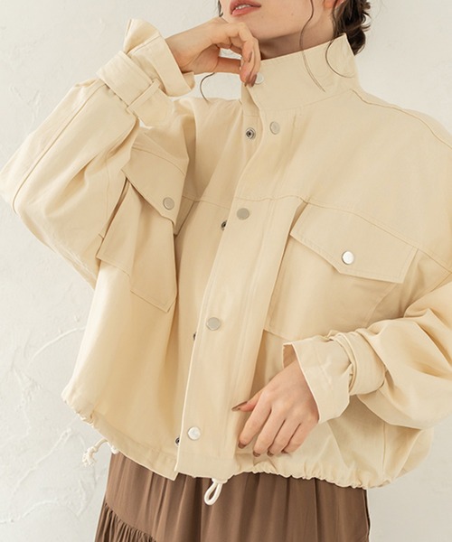 chocomee（チョコミー）の「アースカラーブルゾン/earth color blouson（ブルゾン・レディース・カーキ/アイボリー・FREE）」の5枚目の写真