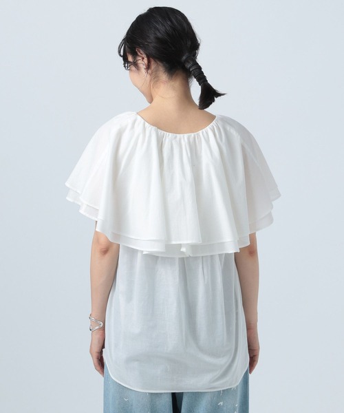 BAYFLOW(ベイフロー)の「Vネックラッフルフリルブラウス(シャツ/ブラウス・レディース・ピンク/ブラック/オフホワイト・FREE)」の21枚目の写真