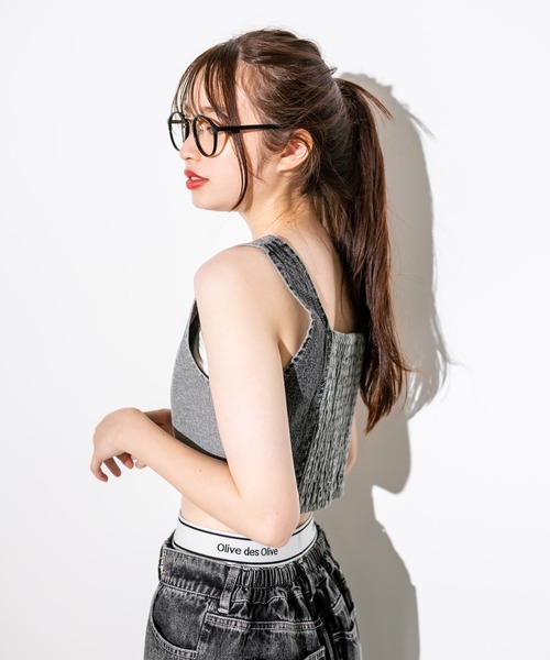 OLIVE des OLIVE（オリーブデオリーブ）の「パッチワークデニムビスチェ　1032040010（ベスト・レディース・サックスブルー/スミクロ・FREE）」の7枚目の写真