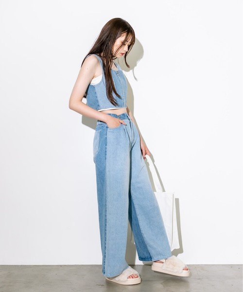 OLIVE des OLIVE（オリーブデオリーブ）の「パッチワークデニムビスチェ　1032040010（ベスト・レディース・サックスブルー/スミクロ・FREE）」の10枚目の写真