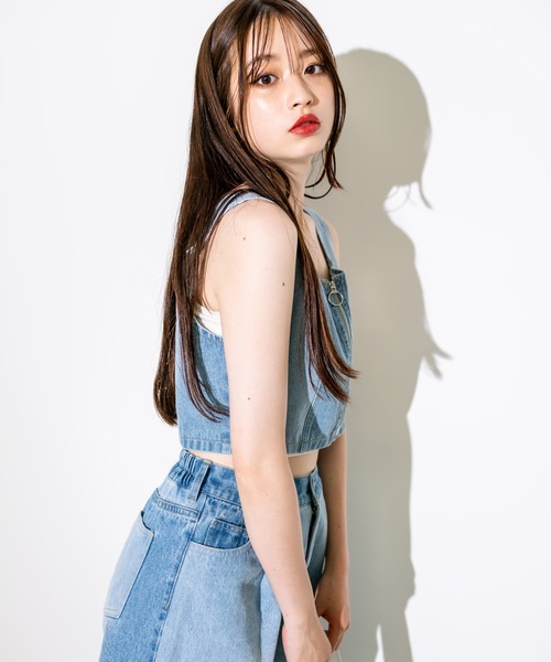 OLIVE des OLIVE（オリーブデオリーブ）の「パッチワークデニムビスチェ　1032040010（ベスト・レディース・サックスブルー/スミクロ・FREE）」の13枚目の写真