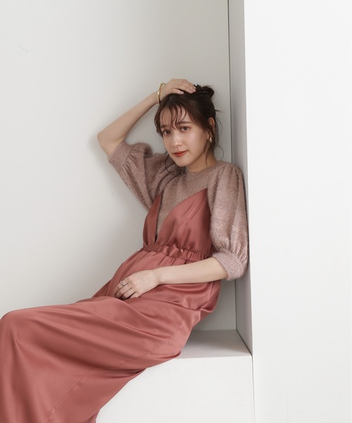 N.（N. Natural Beauty Basic）（エヌエヌナチュラルビューティーベーシック）の「◆サテンバルーンキャミワンピース（ワンピース・レディース・ピンク/ブルーグレー・MEDIUM）」の4枚目の写真