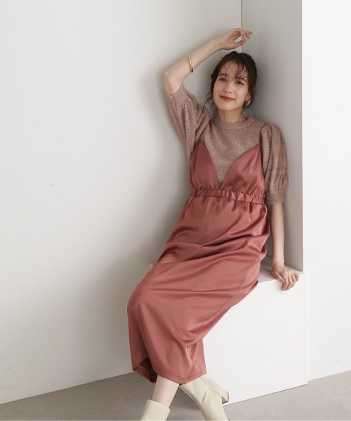 N.（N. Natural Beauty Basic）（エヌエヌナチュラルビューティーベーシック）の「◆サテンバルーンキャミワンピース（ワンピース・レディース・ピンク/ブルーグレー・MEDIUM）」の20枚目の写真