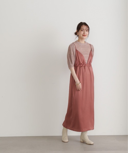 N.（N. Natural Beauty Basic）（エヌエヌナチュラルビューティーベーシック）の「◆サテンバルーンキャミワンピース（ワンピース・レディース・ピンク/ブルーグレー・MEDIUM）」の8枚目の写真