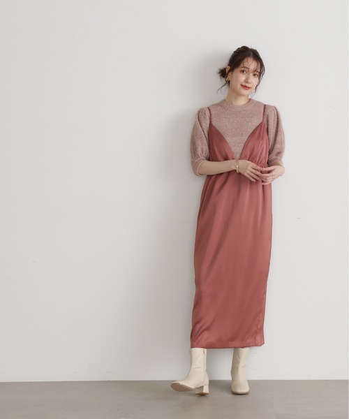 N.（N. Natural Beauty Basic）（エヌエヌナチュラルビューティーベーシック）の「◆サテンバルーンキャミワンピース（ワンピース・レディース・ピンク/ブルーグレー・MEDIUM）」の18枚目の写真
