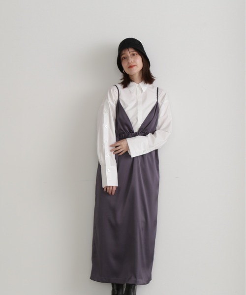 N.（N. Natural Beauty Basic）（エヌエヌナチュラルビューティーベーシック）の「◆サテンバルーンキャミワンピース（ワンピース・レディース・ピンク/ブルーグレー・MEDIUM）」の13枚目の写真