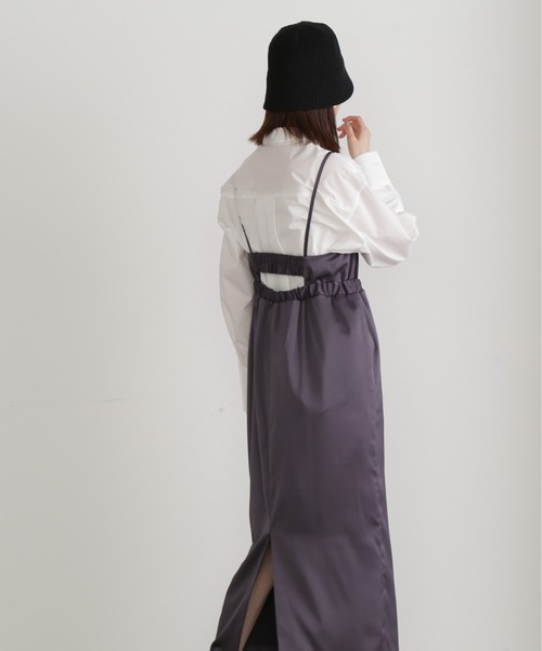 N.（N. Natural Beauty Basic）（エヌエヌナチュラルビューティーベーシック）の「◆サテンバルーンキャミワンピース（ワンピース・レディース・ピンク/ブルーグレー・MEDIUM）」の5枚目の写真