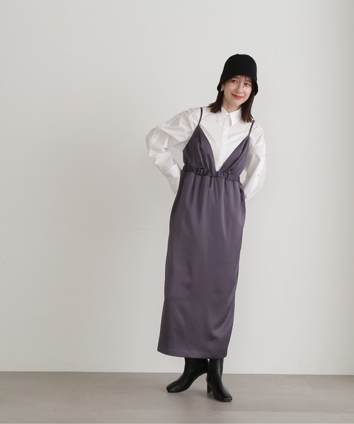 N.（N. Natural Beauty Basic）（エヌエヌナチュラルビューティーベーシック）の「◆サテンバルーンキャミワンピース（ワンピース・レディース・ピンク/ブルーグレー・MEDIUM）」の3枚目の写真