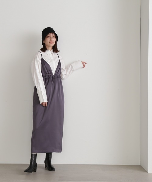 N.（N. Natural Beauty Basic）（エヌエヌナチュラルビューティーベーシック）の「◆サテンバルーンキャミワンピース（ワンピース・レディース・ピンク/ブルーグレー・MEDIUM）」の19枚目の写真