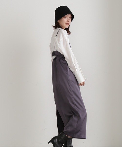 N.（N. Natural Beauty Basic）（エヌエヌナチュラルビューティーベーシック）の「◆サテンバルーンキャミワンピース（ワンピース・レディース・ピンク/ブルーグレー・MEDIUM）」の11枚目の写真