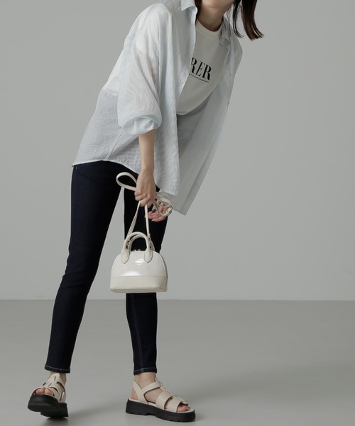 FREE'S MART(フリーズマート)の「切り替えカバーバッグ(ショルダーバッグ・レディース・ホワイト/ブラック/オレンジ・フリ-)」の5枚目の写真