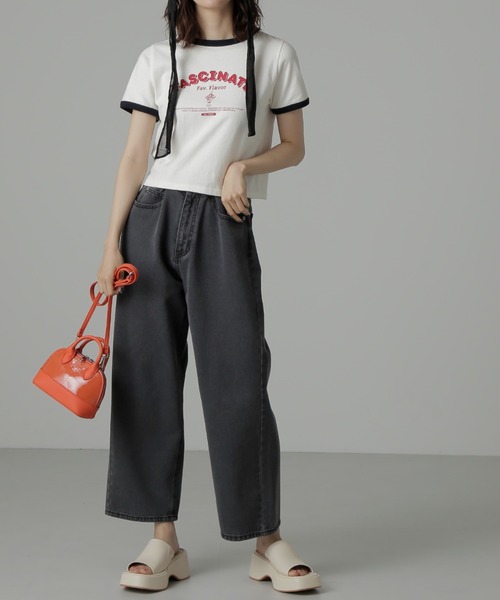 FREE'S MART(フリーズマート)の「切り替えカバーバッグ(ショルダーバッグ・レディース・ホワイト/ブラック/オレンジ・フリ-)」の6枚目の写真