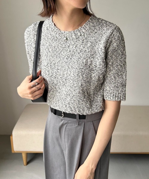 SINSS ハーフスリーブメッシュニットシャツ セール】Half sleeve mesh knit shirt / ハーフスリーブメッシュ