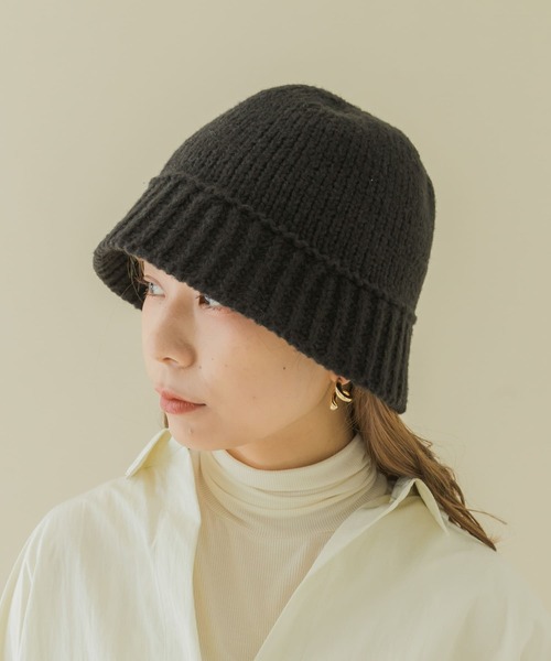 SMELLY（スメリー）の「ニットデザインハット（ハット・レディース・ブラック/アイボリー・-）」の7枚目の写真