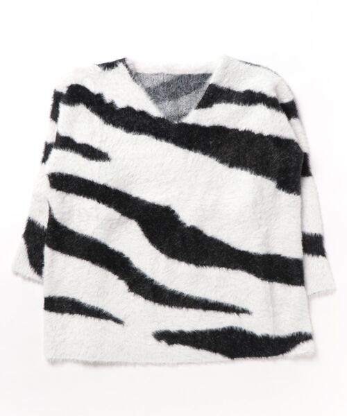 セール】シャギーゼブラ柄ニットプルオーバー（ニット/セーター